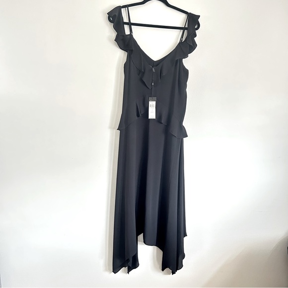 BCBGMAXAZRIA NWT Black Lissa Asymmetrical Slip Maxi Dress Size S - Picture 2 of 7